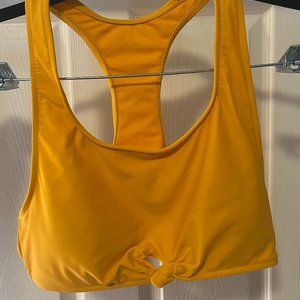 No Boundaries Yellow Racerback Swim Top, Knotted Front, Women's Size L (11-13)
